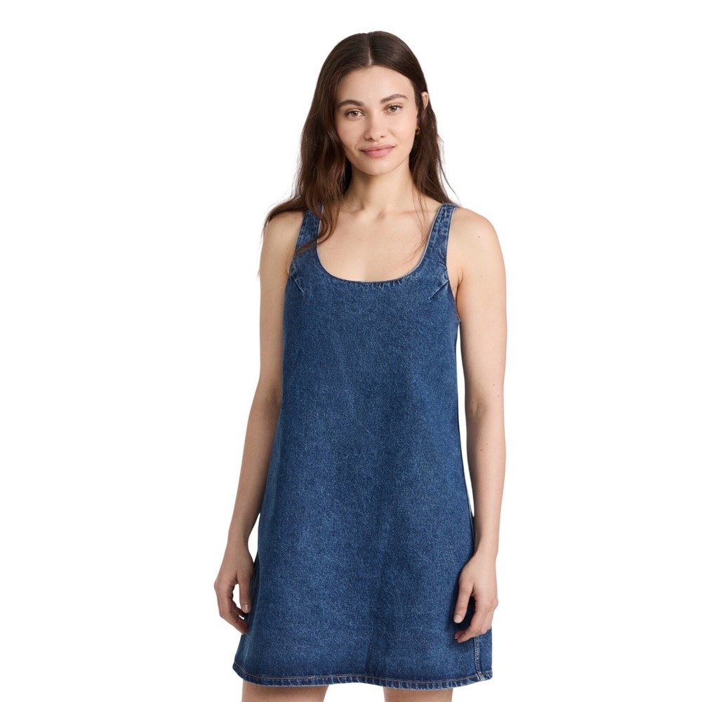DL1961 Adeline Dress North Beach Blue Denim Shift Mini Scoop Neck 80075 Large